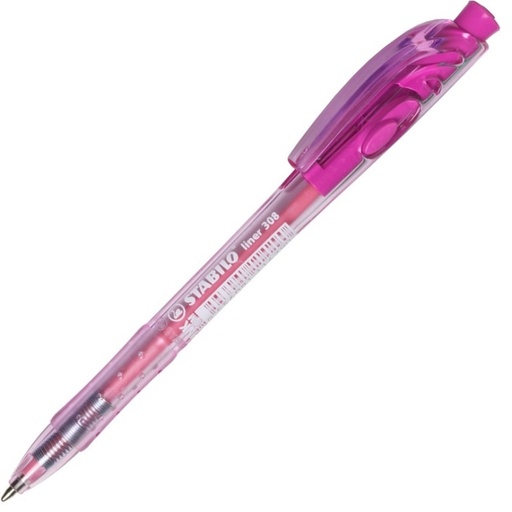 [SS308MPI] Stabilo MEDIUM PINK Liner Retractable BallPoint Pen - (10/bx)