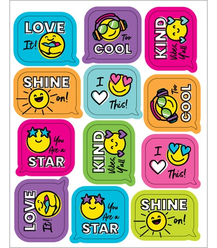 [CD168306] Motivational Stickers: KIND VIBES SMILEY FACES