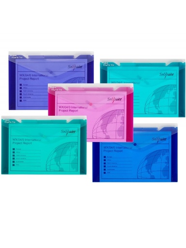 [SE14967] Snopake Polyfile TRIO Popper Wallet F/S Electra Cols Asst (Singular)- (5/pk)