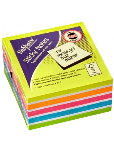 [SE15761] Snopake Sticky 3x3 Multicolour Rainbow Cube (450shts)