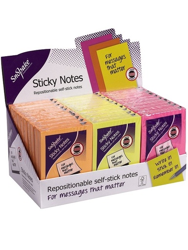 [SE14007] Snopake Sticky Notes 3x2" NEON - (30/bx)