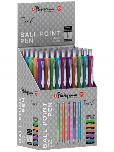 [SE50465] Platignum Tixx Retr. BP Pen Asst Cols SOLD SING - (50 Display Box)