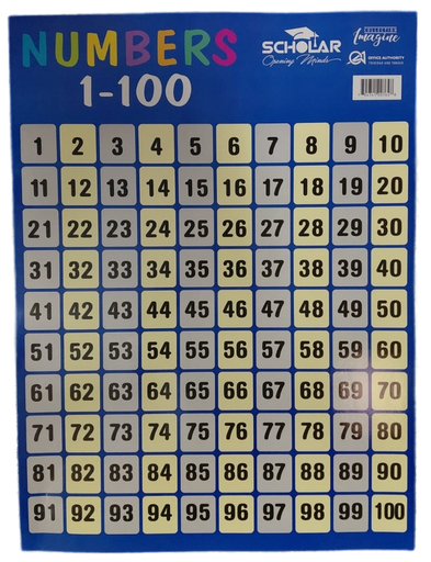 [OACHA100] Scholar Chartlets 18x24" - NUMBERS 1-100 - (50/pk)