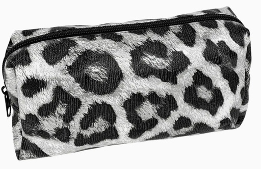 [POPCA181] Pencil Case - Leopard Metallic Silver #PCA181