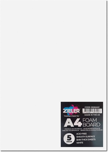 [SD9290037] Zieler Foam Board White A4 (Sold As 5pk) #9290037