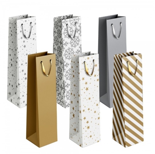 [SDP1913] Bottle Bag Gold & Silver Patterned Asst.