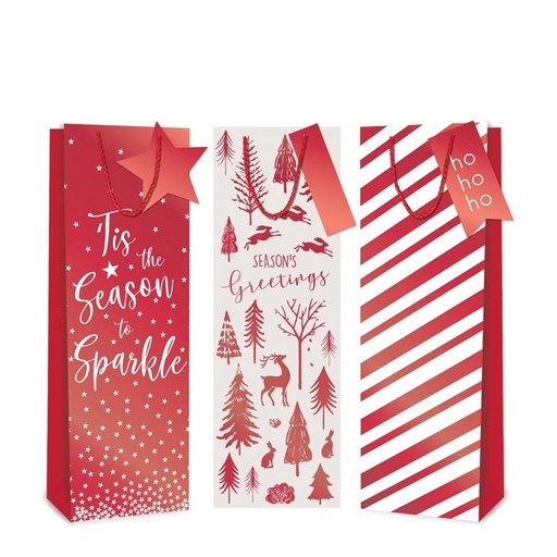 [SDX9402A] Bottle XMAS Red Foil Bag (3 Designs) #X9402A/FSC