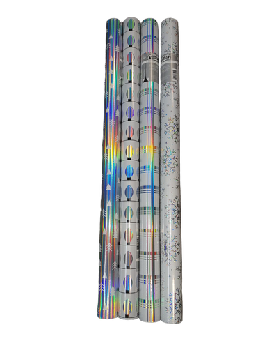 [EX2530A66] XMAS Gift Holo Foil Wrap 25ft Roll-  #CW2530A66/CRW1489/88/87/86