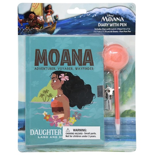 [UPDIRYMO] 718255MOA* MOANA Diary with Pom Pom Pen Set 