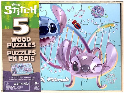 [UPPZWDST] 6071870* STITCH 5pk Wood Puzzle