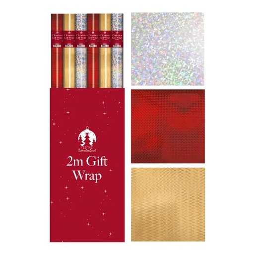 [SDX9163A] XMAS Holographic Gift Wrap 2M x 70cm - (36/ctn)