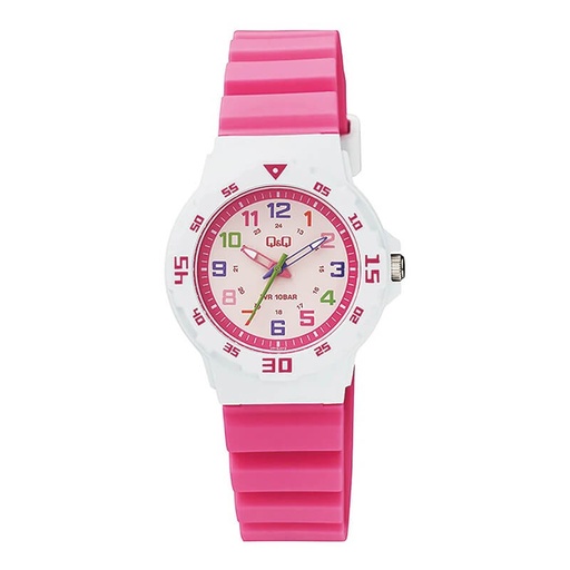 [KTVR19J012Y] Q&Q #VR19J012Y White with Pink Strap Kids Watch