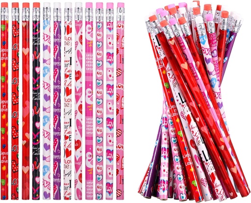 [SD901023] Valentine HB Pencils w/Eraser (Heart Asst.) #17740687/500744 Singular - (12/pk-48/bag)