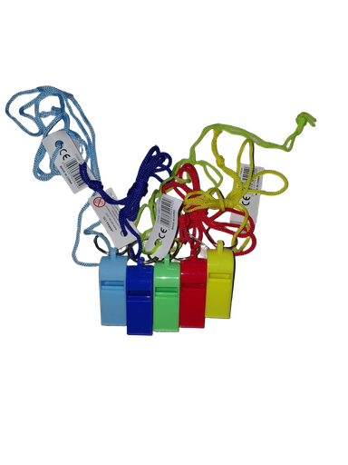[SDWHISTLE] Whistles (Plastic) w/String Blue/Red/Yellow/Green/Purple