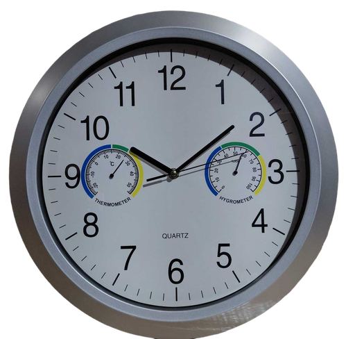 [IMBX105] Wall Clock 15" Plastic w/Thermometer & Hygrometer