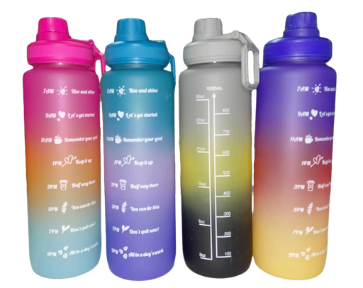 [IMBX189] Water Bottle 1000ml #201 Asst Multi Colour w/Quotes