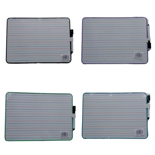 [IMBX087] Whiteboard Double Sided Magnetic LINED 11 3/4x8 1/4" w/Marker & Col Frame