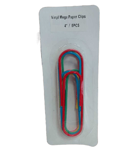 [IMBX141] Paper Clips MEGA 4" Vinyl Coated 5pk Asst Cols