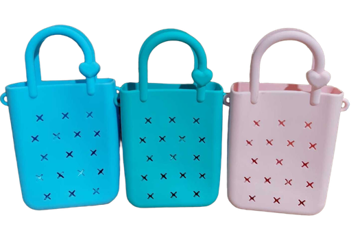 [IMBX168] Silicon Bag w/Handle 4.5x2x9" Small Asst Cols (No Charms)