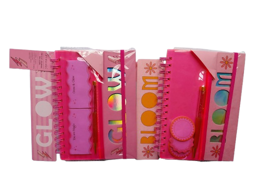 Greatworks Pink Die Cut Journal w/Pouch/Pen/Bookmark/Pad (2 Designs) #127-0440