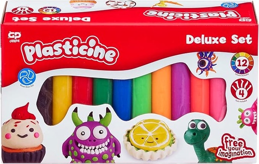 [FLPLT20000] Plasticine Deluxe 12 Cols with 4 Tools Set #PLT20000