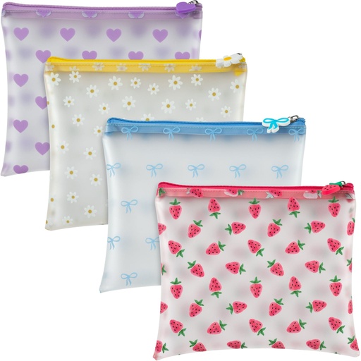 Frosted Transparent Flat Pouch 22x19cm w/Charm Asst. #1015-4400