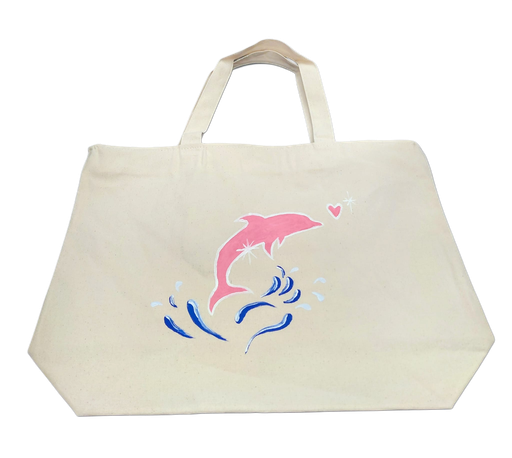 Artzy Bag - DOLPHIN PINK Design Tote Bag (Can Be Used For Art Bag/Beach Bag or Every Day Use)