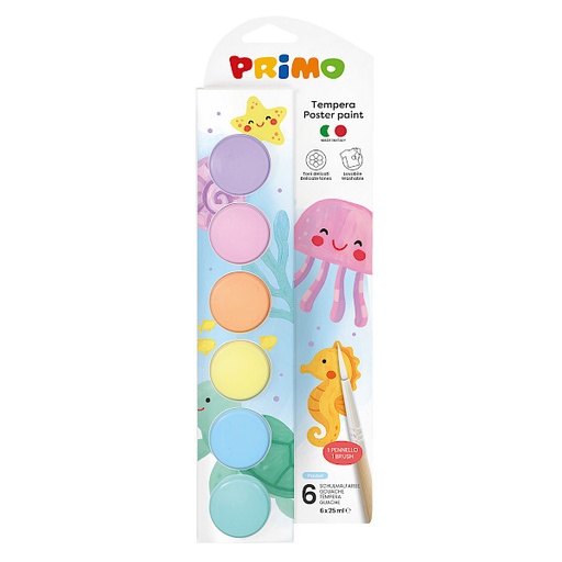 [PR2534BRP6] Primo Tempera PASTEL #2534BRP6EP Poster Paint Pots 25ml